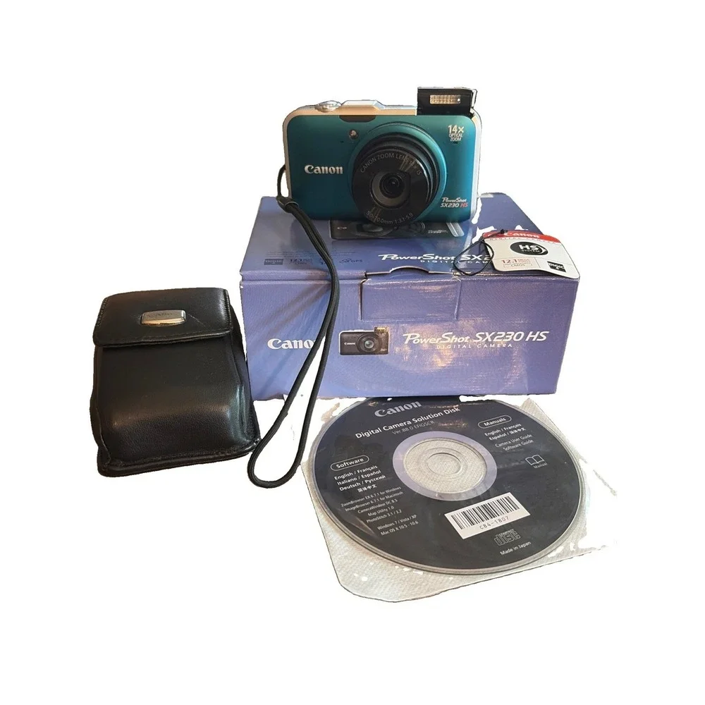 Canon PowerShot SX230 HS 12.1MP 14x Optical Zoom Blue Digital Camera GPS Tested